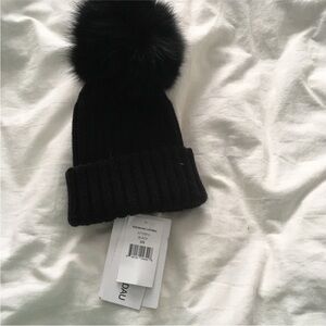 NWOT Adrienne Landau Girls Hat FOX FUR POM